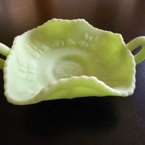 Antique Lemon Green by Fenton Lime Green Butterfly Dish Candy Glass Jewelry
